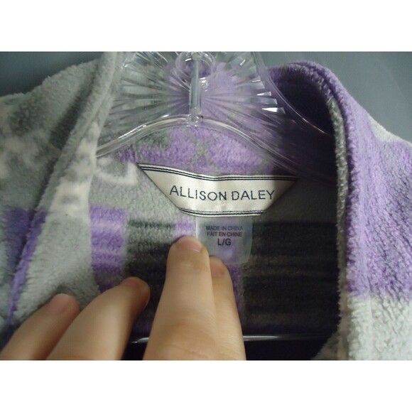 Allison Daley Fleece Full Zip Sweatshirt Purple Gray Print Womens Size Large - Picture 4 of 9